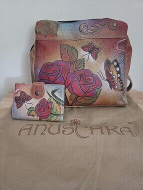 Anuschka Rose Butterfly Print Handbag